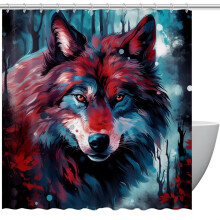 Sprchový závěs Wolf, vodotěsný koupelnový závěs s očky a háčky, sprchové závěsy 60" x 72"