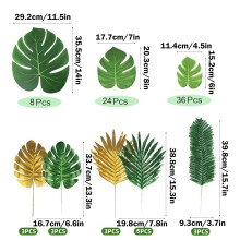 Duilleoga Pailme Saorga Monstera Trópaiceach Pacáiste 108 de 6 Chineál Duilleog Pailme Bréige Glas Móra Beaga le Gasanna