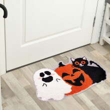 OYIGU Pumpkin Imitation Cashmer Carpet Pad, 24x16 Inch Small Decorative Rug for Entrance, Bedside, Home, Thanksgiving, Fall Decoration