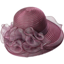 Organza Fascinator Hat til Kvinder - Derby Cocktail Tea Party Solhat Bryllup Brudekjole Blomster Kirkehat Pakbar