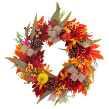 Guirlanda de flores de pinha para o Festival Ruhiku GW, enfeite de porta para pátio rural, placa decorativa para porta, guirlanda de flores de galho