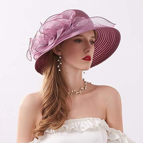 Καπέλο με οργάντζα για γυναίκες - Derby Cocktail Tea Party Sun Hat Γάμος Νυφικό Λουλούδι 1
