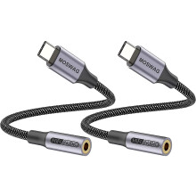 USB Type C to 3.5mm Headphone Jack Adapter, Audio Adapter USB C to Aux Dongle Cable Cord for compatible with Samsung Galaxy S21