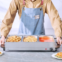 VEVOR 25.6"x15" Electric Buffet Server with 3 Stainless Steel Pans, Food Warmer Tray for Buffet