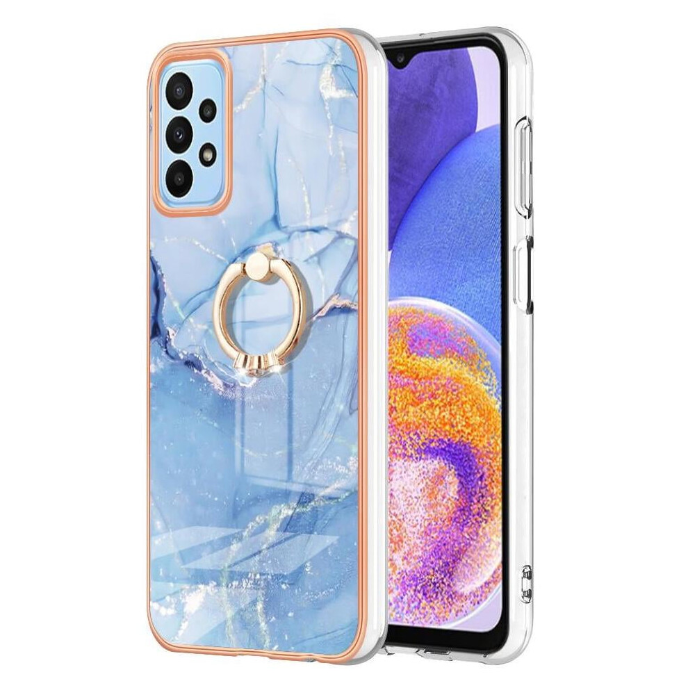 Case For Compatible With Samsung Galaxy A23 4G/5G 360 Rotatable Ring Marble Shockproof Tpu Silicone Bumper 9395123868530