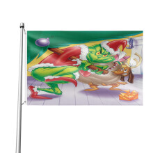 Bandeira externa do Grinch, 60 x 90 cm, dupla face, para casa, jardim, quintal, desfile, decoração de festa, tapeçaria de parede.