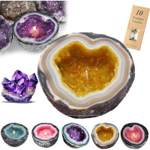 Vela Gladwares, Vela de Energía Cristalina para la Intención y la Sanación con Amatista y Cuarzo Rosa | Aromaterapia Perfumada para Meditación y