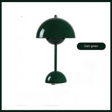 Abajur de mesa portátil com LED em formato de vaso de flores, ideal para escola, na cor verde-escura.