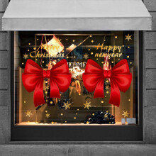 Autocollants nœuds rouges de Noël, autocollants pour vitres, portes, carrelage, murs, miroirs, compatibles avec la décoration de Noël