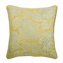 Funda de almohada HomeCentric con cremallera, amarilla, 14x14 pulgadas, funda de sofá con tejido jacquard Paisley, paquete de 2 - Compatible con
