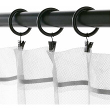 80x 1.5" inch Metal Curtain Rings with Clips Gloss Black Strong Clip Rustproof