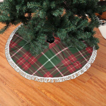Gonna per albero di Natale in pizzo con frange, fantasia scozzese natalizia, morbida, leggera e piacevole al tatto, 76 cm (30")