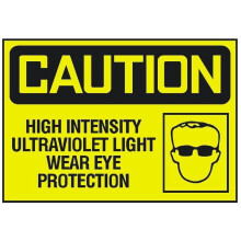 Precaución Luz ultravioleta Protección ocular Letrero metálico de aluminio Letrero de seguridad Adhesivo Tamaño: 8x12 pulgadas