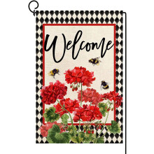 Bandeira de boas-vindas para jardim, dupla face, verão, abelha, floral, xadrez búfalo, pequena, em juta, para quintal, decoração sazonal para