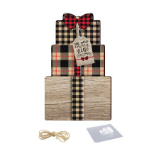 Letrero de madera con forma de árbol de Navidad, decoración rústica para colgar en el porche, la puerta principal o el exterior. Artículos