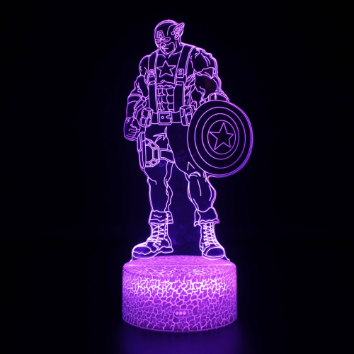HANNTAOO3D Νυχτερινό Φως για Παιδιά, Λάμπα Captain America Illusion με Τηλεχειριστήριο & Αφή, 16