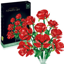 Compatibel met le_go10280 Bouwblokken - Bloemenboeket, Bloemen, Rozen, Puzzel, Speelgoed, Valentijnsdagcadeau, Stel negen rozen samen