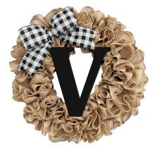 Guirlanda de letras ionze de 66 cm com laço, placa de boas-vindas, compatível com suporte para porta de entrada, presente decorativo para todas as