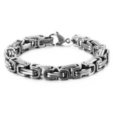Kaiser-Gliederarmband aus Wikingerstahl | Größe wählbar | Silber, 23 cm