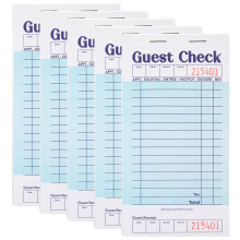 Stock Your Home Guest Check Books for Servers, Blue, 5 Pack