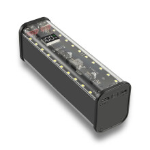 21700DIY Power Bank tok, 4x21700 akkumulátort támogat, PD20W-os Powerbank tok, LED kijelző, átlátszó akkumulátortároló héj, B