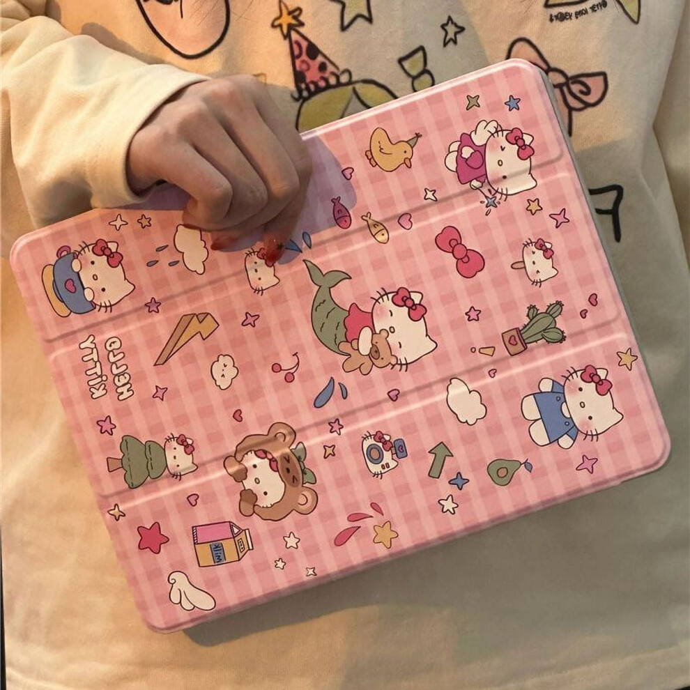 Graffiti Illustration Hello Kitty Kt For Compatible With Ipad Protective Cover Pro11 Inch Air5 Shell Mini6 Tablet 10Th Generation Anti-Bending 9395123084329