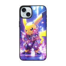 Pikachu kompatibilný s iPhone 15, kryt na telefón z mäkkého skla pre duálny fotoaparát kompatibilný s iPhone 15Plus