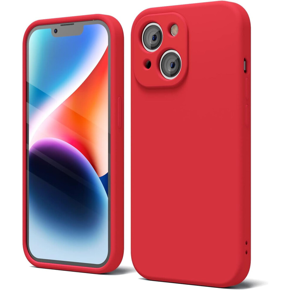 Silicone Case For Iphone 14 Plus, Soft Rubber Gel With Camera Cover, Thin Slim Fit, Aesthetic Tpu Bumper With Grip, Cute Design For Women/Girls Red 9395123084480