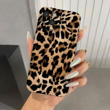 Mäkký silikónový kryt na telefón s leopardím vzorom kompatibilný s iPhone 11 12 13 14 15 16 Pro Max Xs X XR7 8Plus 15 nárazuvzdorný kryt