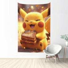 Nástěnná tapiserie Pikachu, voděodolná polyesterová látka do ložnice, obývacího pokoje, koleje, koupelnové dekorace a dárek k