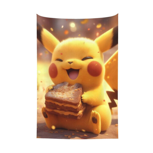 Ταπισερί Pikachu, αδιάβροχο ύφασμα από πολυεστέρα για υπνοδωμάτιο, σαλόνι, κοιτώνα, 2