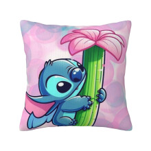 Clúdach Cúisín Maisiúil Patrún Gleoite Cartúin Lilo & Stitch, Clúdach Piliúir Thar a Bhog do Pháistí Baile Bog & Compordach 18x18 orlach