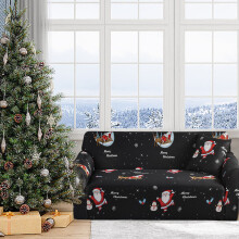 Festlicher roter Weihnachtsmann-Sofabezug aus elastischem Polyester für 2- bis 3-Sitzer-Sofas, maschinenwaschbar, fleckenabweisend, modernes Design