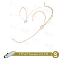 Justerbar headsetmikrofon, kardioid, huvudburen mikrofon, 3,5 mm XLR för trådlöst system, S (för kompatibel med Shure)