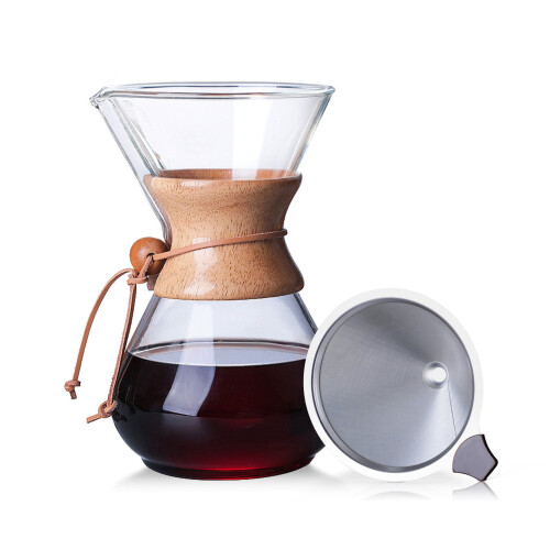 Καφετιέρα Pour Over 27oz γυάλινη καράφα με φίλτρο από ανοξείδωτο ατσάλι, 1