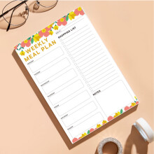 Ímã de geladeira ajkijo com tema floral, planejador de refeições, bloco de notas para cardápio semanal de exercícios e lista de compras,