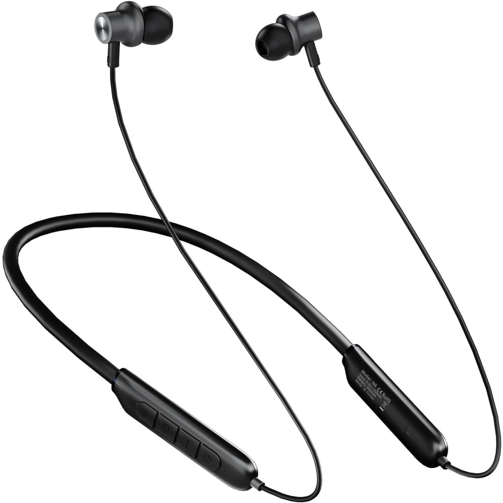 Bluetooth Headphones - N8 Wireless Earbuds with Magnetic Neckband | 40Hrs Playtime, IPX6 Sweatproof, Deep Bass Headset