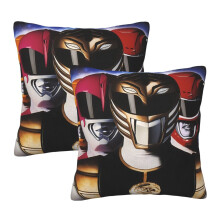 Juego de 2 fundas de almohada cuadradas negras de peluche de Power Rangers, fundas de almohada suaves de doble cara para cama, sofá, coche y