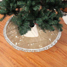 Gonna per albero di Natale in pizzo con frange, motivo pupazzo di neve primitivo, morbida, leggera, piacevole al tatto, 48"