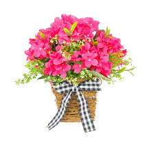 Guirlanda de Primavera Harpi para Porta de Entrada, Guirlanda Artificial de Verão com Flores Silvestres Rosadas e Placa de Boas-Vindas, Compatível