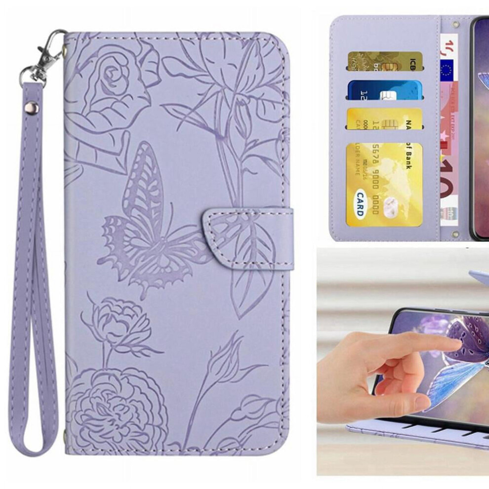Case For Note 11 With Wrist Strap Anti-Drop Protection Flowers And Butterflies Shockproof Leather Case Pu Leather Flip Cover 9395123306049