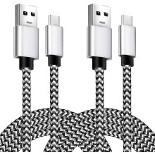 2 ks nylonových opletených rychlonabíjecích kabelů USB-C, 3 m, bílý
