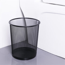 Poubelle cylindrique en maille XEOVHV6 de 6 gallons, ensemble de poubelle en acier léger pour la maison ou le bureau, noire, compatible avec les