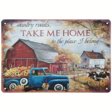 1 Stück, Country Roads Take Me Home To The Place I Belong Vintage Lustiges Heimdekor Blechschild Retro Metall Bar Pub Poster (8in*12in/20cm*30cm)