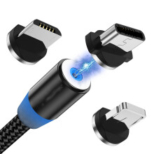 Magnetický nabíjecí kabel s rotací 360 (1,8 m), 3v1 magnetický nabíjecí kabel, kompatibilní s Mirco USB, Type-C smartphony a zařízeními