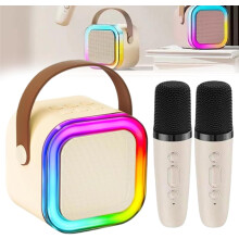 Stellaya mini karaokemachine, draagbare draadloze luidspreker met 2 microfoons, compatibel met Dodorado, cadeau voor kinderen