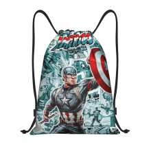 Klasická taška Captain America se stahovací šňůrkou, skládací, sportovní, fitness, taška se stahovací šňůrkou, unisex, cestovní taška