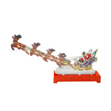 AQITTI Jultillbehör 34 cm batteridriven jultomtens släde och flygande renscen traditionella julscener juldekoration