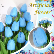 Huayishang Clearance Tulip Artificial Decoration Flowers Single Color 10Pc Blue, Household Imitation Clearance Sale, 10Pc Artificial Flowers