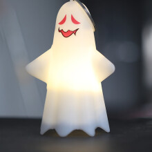 Halloweenkransen voor de voordeur, plastic kunstkransen in rood, met LED-spookjes, geschikt voor binnen en buiten, tuin en terras, past ook bij